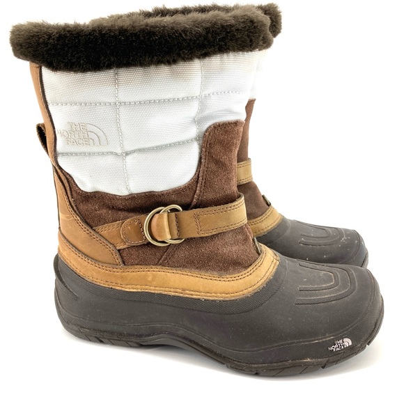 The North Face PrimaLoft Fur Trim White/Brown/Black Waterproof Boots - Picture 1 of 10